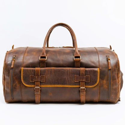 Handmade Leather Duffel Travel Bag