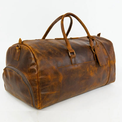 Handmade Leather Duffel Travel Bag