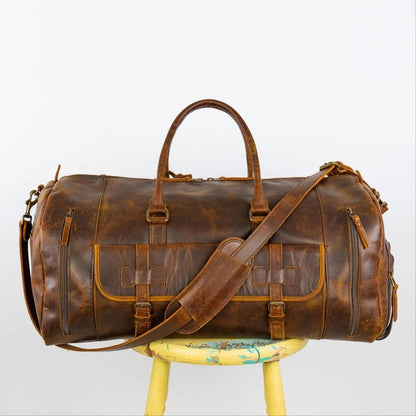 Handmade Leather Duffel Travel Bag
